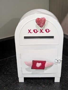 White Valentine Mailbox Decor With Springy Accents